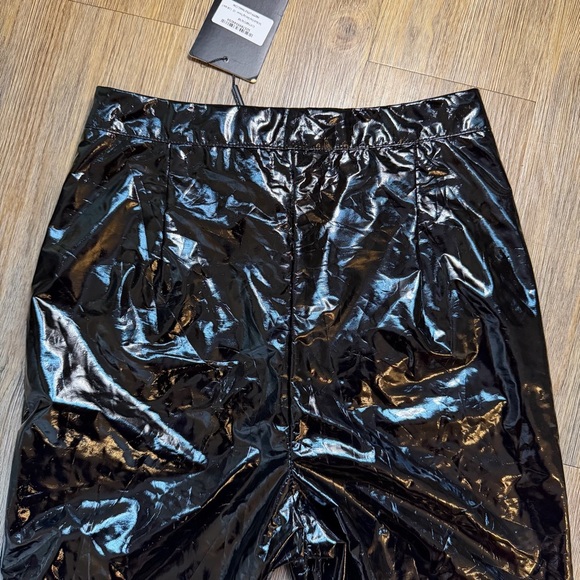 PrettyLittleThing Shiny Black Vinyl Faux Leather Faux Latex Sexy Pants NWT - Picture 9 of 12